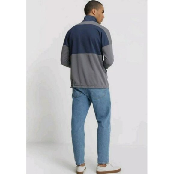 LARGE MEN'S NIKE AIR HOODIE JACKET 1/2 ZIP BLUE GRAY JACKET - Picture 6 of 9